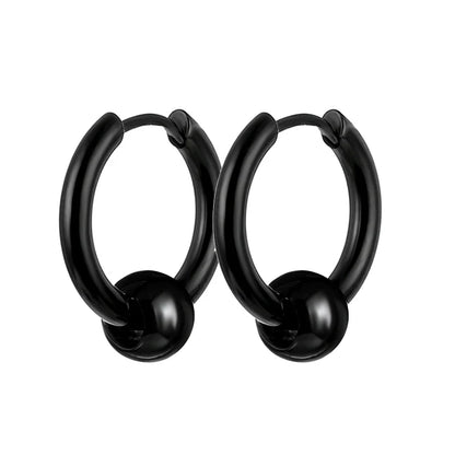 Aretes Punk de Acero Inoxidable Negro – 1 Par de Pendientes Unisex Estilo Hip Hop Vintage