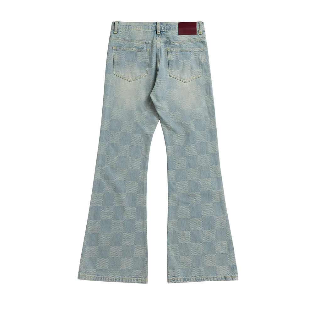 Jeans Hombre Acampanados Cuadros | Pantalones Rectos Patchwork Oversize High Street Moda Y2K