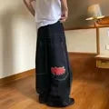 Jeans Oversize Hombre Y2K Gótico Rock | Pantalones Anchos Estampado Calavera Skeleton Streetwear Hip Hop Harajuku