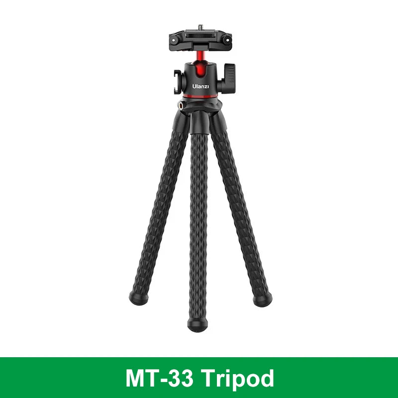 VIJIM Ulanzi MT-33 | Trípode Flexible Octopus 2 en 1 con Soporte para Teléfono y Cámara DSLR, Zapata Fría Lateral y Rosca 1/4”