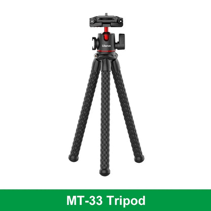 VIJIM Ulanzi MT-33 | Trípode Flexible Octopus 2 en 1 con Soporte para Teléfono y Cámara DSLR, Zapata Fría Lateral y Rosca 1/4”