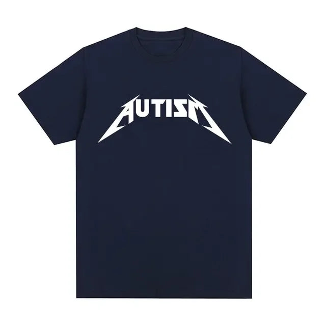 Camiseta Autism Metal Rock Meme | Hombre y Mujer | Hip Hop Oversized Manga Corta Verano