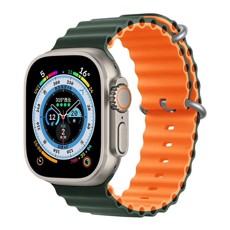 Correa Ocean de silicona para Apple Watch – Compatible Ultra 2, Series 10-5 (38mm-49mm)
