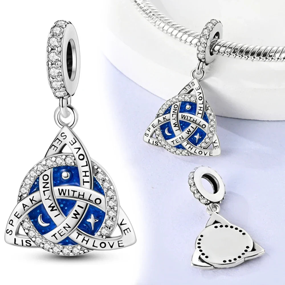 Charm Plata S925 Corazón Nudo Celta con Ojo Azul | Dije Compatible con Pulsera Pandora