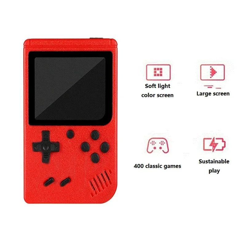 Consola Retro Portátil Infantil Roja | 400 Juegos Clásicos + Conexión TV y Batería Recargable