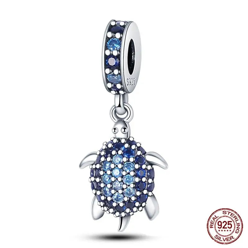 Charm Serie Océano en Plata 925 – Abalorios Tortuga, Cangrejo y Sirena para Pulsera Original Mujer