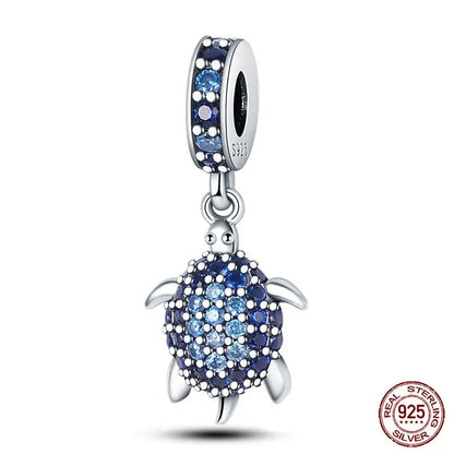 Charm Serie Océano en Plata 925 – Abalorios Tortuga, Cangrejo y Sirena para Pulsera Original Mujer
