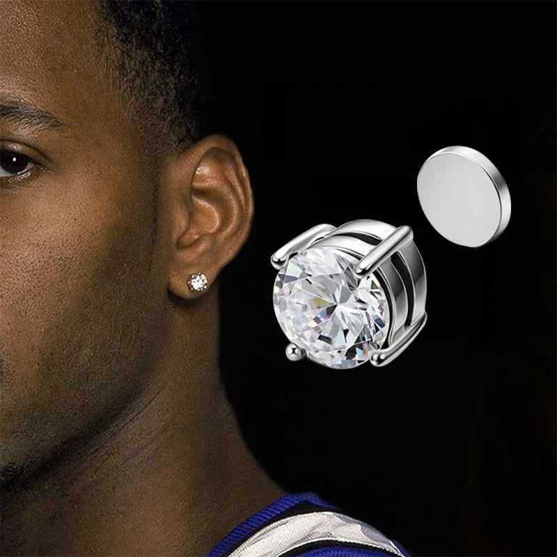 1 Par de Pendientes Magnéticos de Cristal | Clip sin Perforación | Aros Falsos Unisex para Hombre y Mujer | Joyería de Moda Regalo