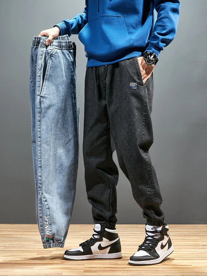 Jeans Jogger Hombre Tallas Grandes 6XL–8XL | Pantalón Cargo Denim Streetwear Negro y Azul