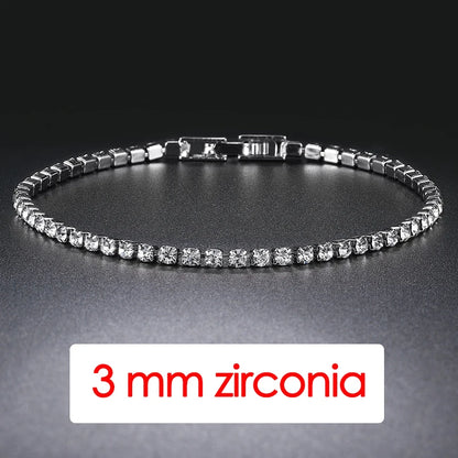 Pulsera tenis mujer plata con circonias AAA+ – Joyería elegante hip hop, cristal brillante para bodas y moda juvenil