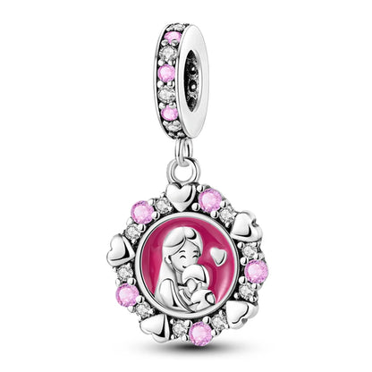 Charm Corazón Mamá e Hija en Plata 925 – Colgante Clásico para Pulseras Tipo Pandora, Regalo Día de la Madre
