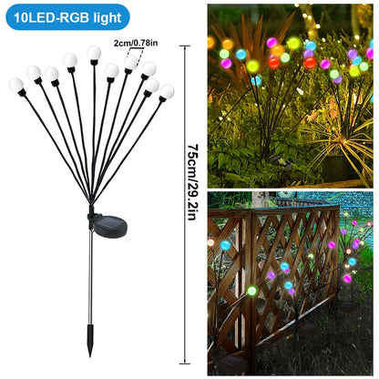 Luces Solares Firefly Impermeables – 8/10/40 LEDs RGB o Blanco Cálido para Jardín, Patio y Decoración Exterior