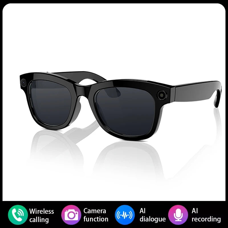 Gafas inteligentes con cámara integrada – Foto, video, traducción AI en 100+ idiomas, batería 250mAh, Bluetooth, resistentes al agua