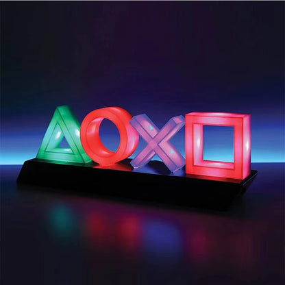 Lámpara Decorativa Icono PS4/PS5 – Lámpara de Mesa Colorida con Control de Sonido – Luz Ambiental Gamer