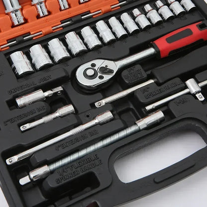 Car Toolbox Set Fast Ratchet Wrench 53/46pcs Socket Group Bit Industrial-grade Toolbox Auto Repair Tools Set Maintenance Amagi