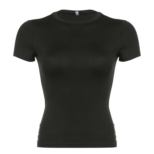 Crop Top Básico Mujer Verano | Camiseta Corta Manga Corta Ajustada Estilo Y2K Casual Streetwear