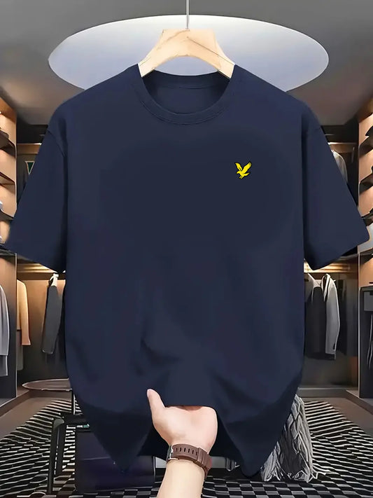 Camiseta Hombre Verano 100% Algodón | Casual Deportivo Oversized | Estampado Águila Manga Corta Cuello Redondo