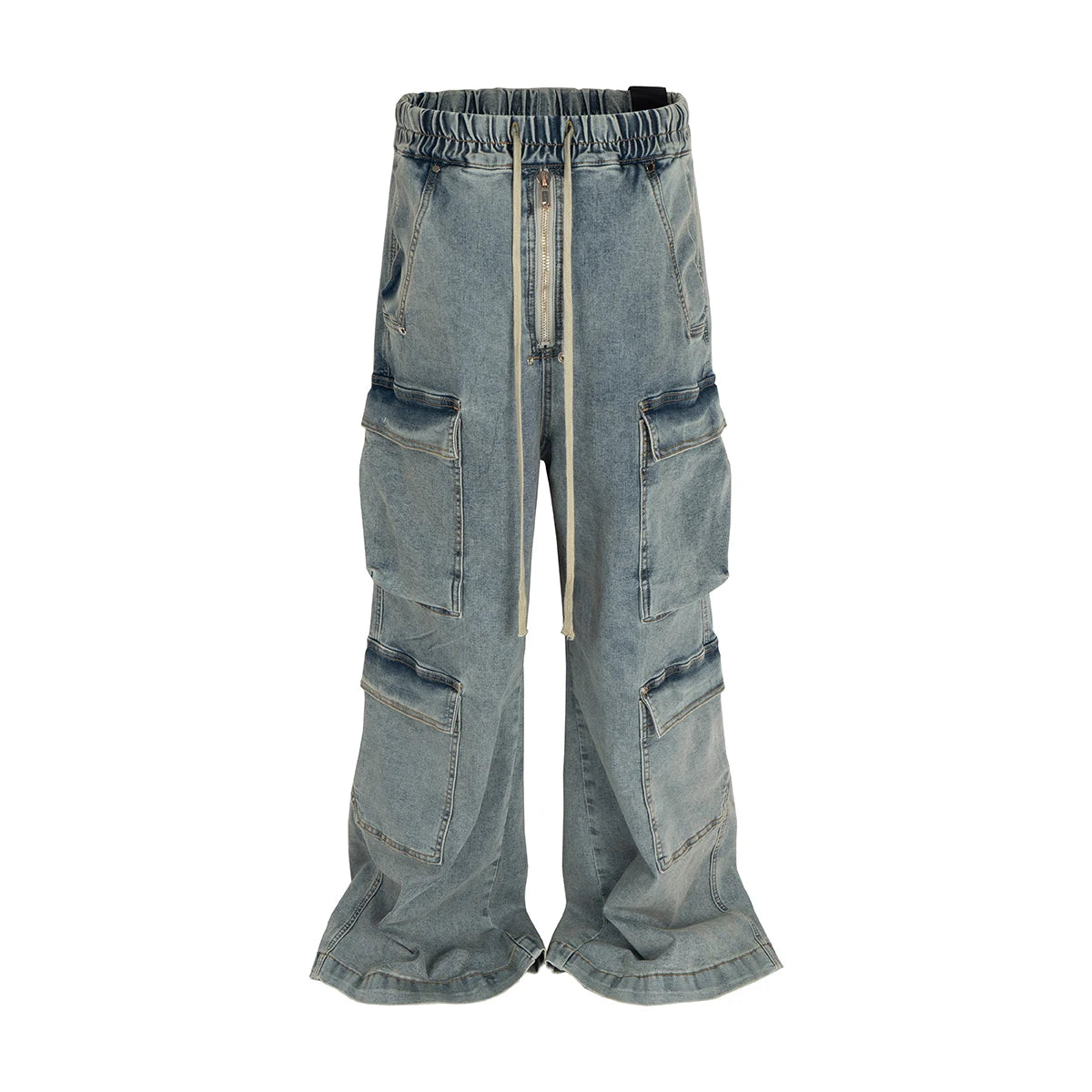 Jeans Cargo Oversize Multibolsillos Unisex | Pantalones Vaqueros Baggy Streetwear Wide Leg con Cintas