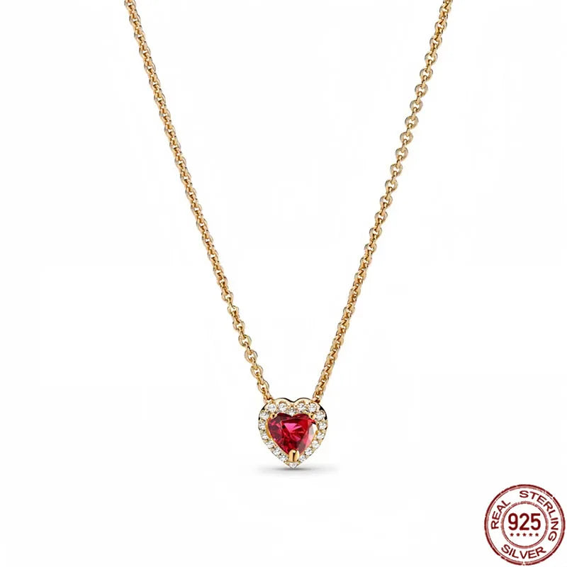 Collar colgante corazón redondo plata 925 – Dije clásico brillante compatible Pandora