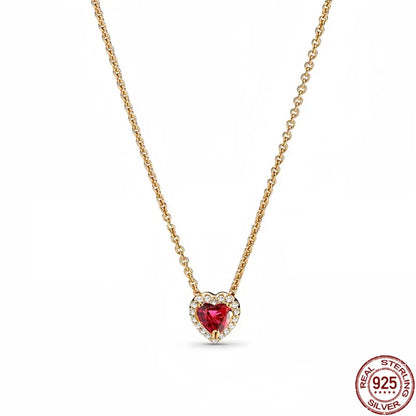Collar colgante corazón redondo plata 925 – Dije clásico brillante compatible Pandora
