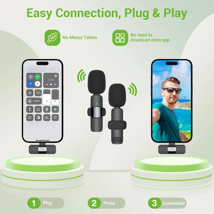 Basix Micrófono Lavalier Inalámbrico 2.4G | Mini Micrófono Portátil para iPhone, Android, Grabación, Streaming y Entrevistas