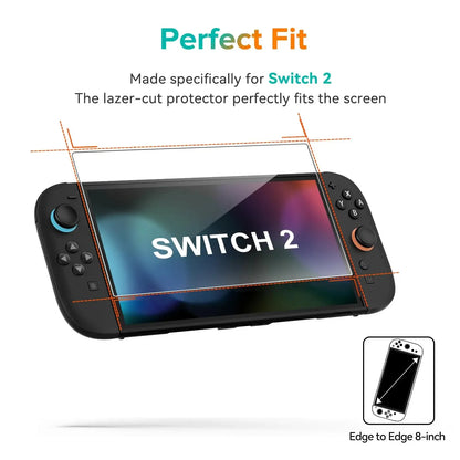 NS2 HD Screen Protector Tempered Glass for Switch 2, Transparent HD Anti-Scratch Tempered Glass Screen Protector Switch 2
