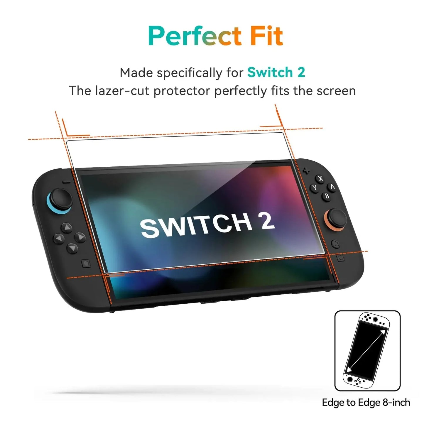 NS2 HD Screen Protector Tempered Glass for Switch 2, Transparent HD Anti-Scratch Tempered Glass Screen Protector Switch 2