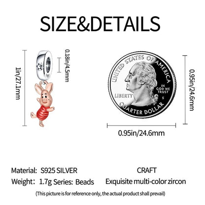 Hot Sale Charms Bead 925 Sterling Silver Cute Mini Piggy Dangle Fit Bangle Bracelet Necklace DIY Jewelry