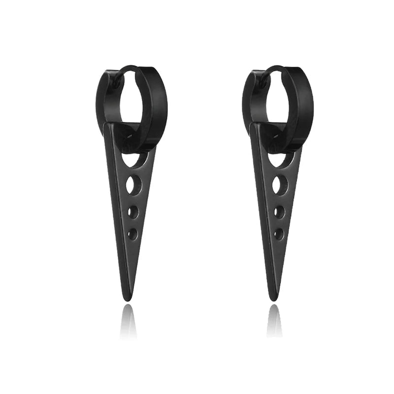 Aretes Punk de Acero Inoxidable Negro – 1 Par de Pendientes Unisex Estilo Hip Hop Vintage