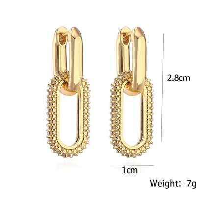 Shiny Rhinestone Geometric Earrings | Ladies' Light Luxury Elliptical Double Ring | Exquisite Party Accessories