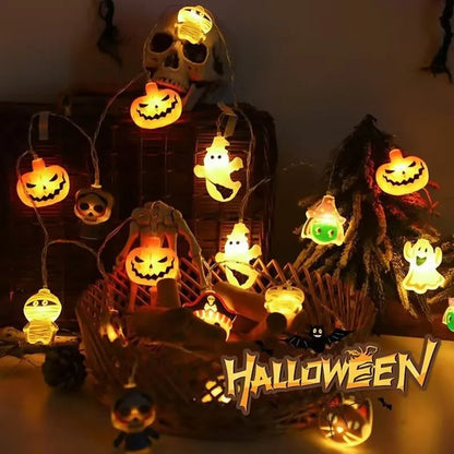 Guirnalda de Luces Halloween 2025 – Calabaza, Fantasma y Momia 🎃 Decoración de Fiesta 1.5m/3m/6m
