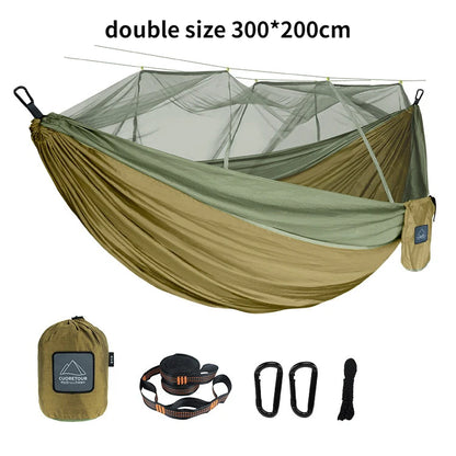 Hamaca Portátil con Mosquitera – Nylon Ligero para Camping y Viajes | Tamaño Individual y Doble