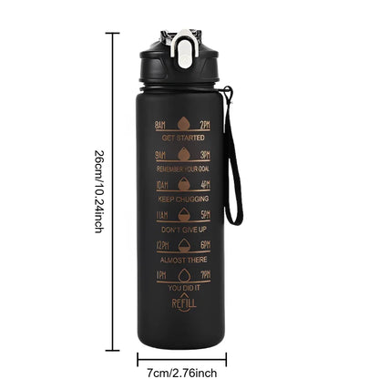 Botella Deportiva de Agua 800ML – Botella Plástica con Escala, Antifugas, Portátil y Reutilizable para Gimnasio, Viaje y Outdoor