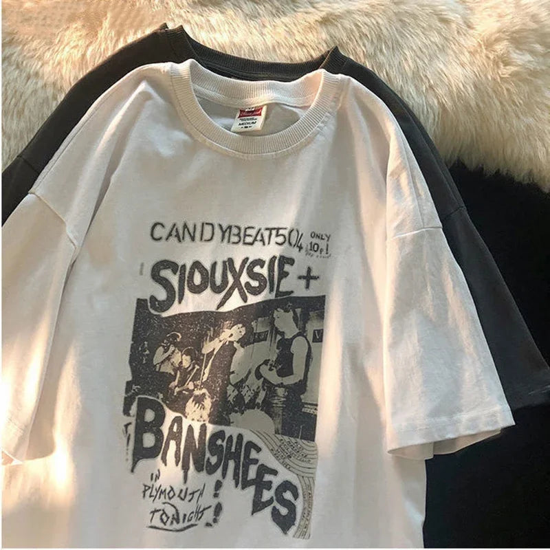 Camiseta Oversize Mujer Vintage | Estilo Grunge Harajuku Y2K Streetwear