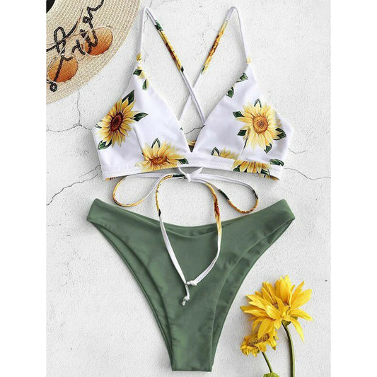 Bikini Mujer Girasol 2025 | Push Up Sexy con Estampado Floral Swimwear
