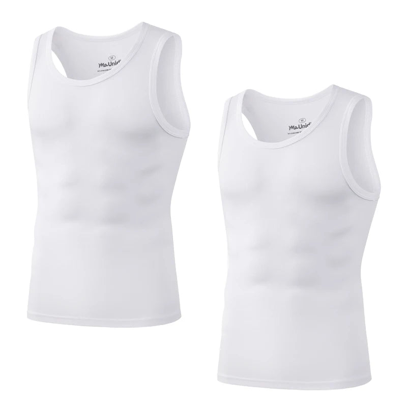 Pack 2 Camisetas de Tirantes para Hombre – Tank Top Gym sin Mangas de Fibra de Bambú, Compresivo y Alta Calidad