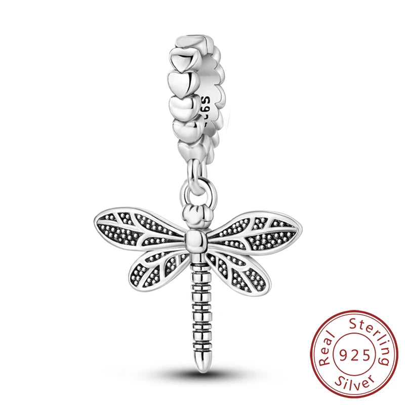 Charm de Plata 925 Luciérnaga y Mariposa Luminoso – Abalorio Brillante para Pulseras Originales