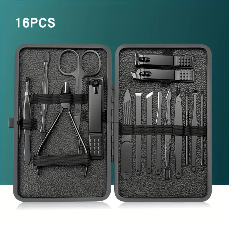 Set Profesional de Cortauñas 7-24 Piezas | Kit de Manicura y Pedicura de Alta Precisión para Hombres y Mujeres