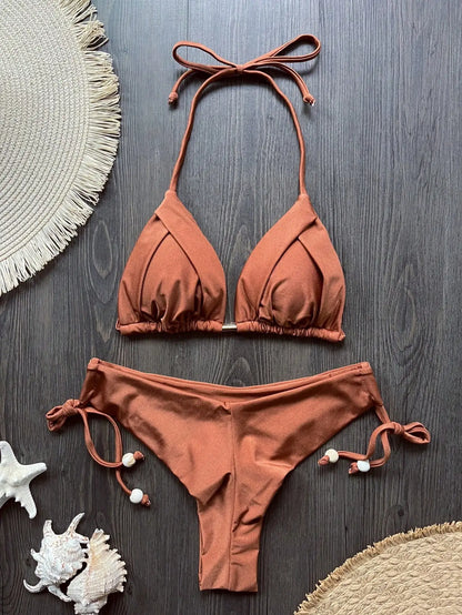 Bikini Brasileño Mujer 2025 | Traje de Baño Sexy Push Up Triángulo 13 Colores