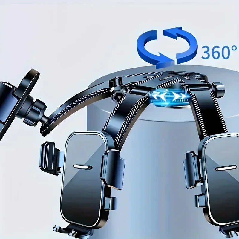 Soporte Ajustable para Teléfono de Coche con Base de Succión Fuerte y Marco de ABS – Rotación 360° Antivibración Antideslizante para Salpicadero