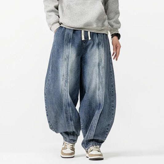 Pantalones Harem Vintage 2025 para Hombre – Jeans Holgados Hip Hop Pierna Ancha Recta Oversize con Cintura Elástica