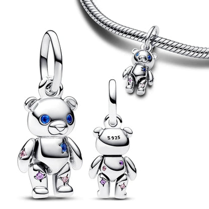 Charm de Plata 925 Animales – Dinosaurio, León, Lobo, Tigre, Conejo | Compatible con Pulsera Pandora