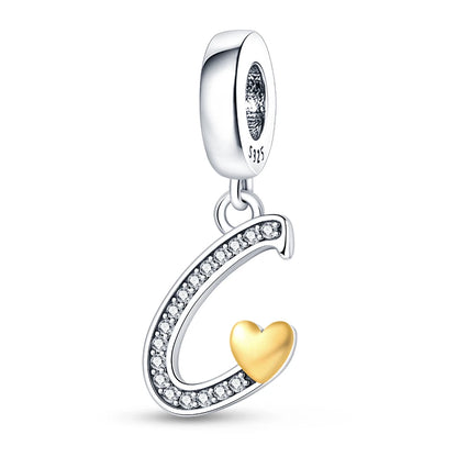 Charm letras alfabeto inglés de plata 925 – Colgante inicial A-Z para pulsera tipo Pandora, joyería DIY personalizada