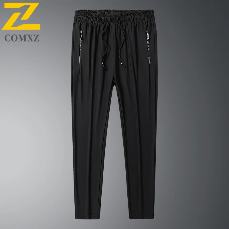 Pantalones Casual de Seda Ice para Hombre 2025 – Transpirables, Sueltos, Joggers Elásticos, Talla Grande, Secado Rápido, Tobillo Cónico, Largo 9/4