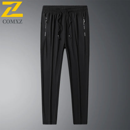 Pantalones Casual de Seda Ice para Hombre 2025 – Transpirables, Sueltos, Joggers Elásticos, Talla Grande, Secado Rápido, Tobillo Cónico, Largo 9/4