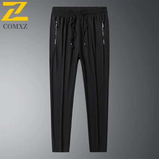 Pantalones Casual de Seda Ice para Hombre 2025 – Transpirables, Sueltos, Joggers Elásticos, Talla Grande, Secado Rápido, Tobillo Cónico, Largo 9/4