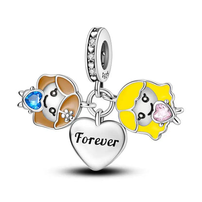 Charm hermana corazón en plata 925 – Compatible Pandora y pulseras 3mm, joyería DIY mujer