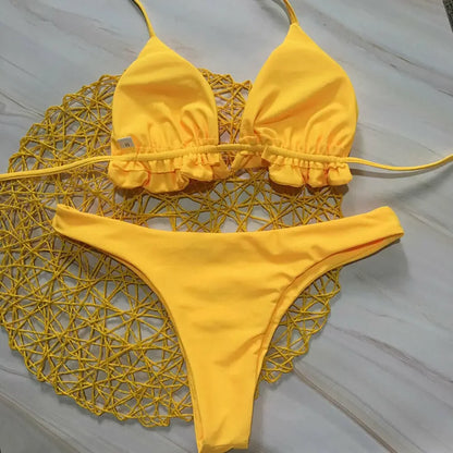 Bikini Brasileño Mujer 2025 | Push Up Bandage Top y Braguita Tanga
