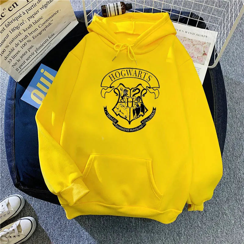 Hoodie Oversize Hogwarts | Sudadera Y2K Estampada Harry Potter Otoño Invierno
