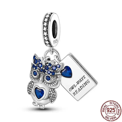 Charm camaleón y luciérnaga en plata 925 – Dije animal brillante, compatible Pandora, pulsera y collar mujer